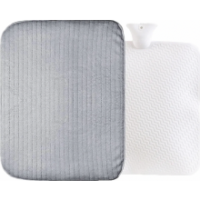 Bolsa de agua caliente XXXL, 9 litros, con funda, funda de forro polar suave de color gris, para aliviar el dolor de cuello, hombros, pies y calentar
