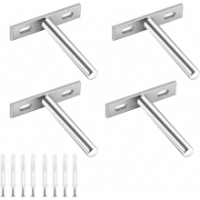 Soportes para estantes flotantes, soportes para estantes, 4 piezas, soportes para estantes ocultos, soporte para estantes de acero resistente, soporte