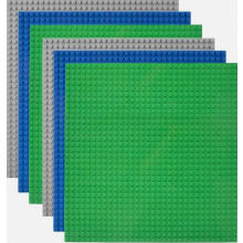 Lekebaby Sada 6 stavebných platní kompatibilná s väčšinou značiek, 25 * 25 cm, zelená, modrá, sivá základná do