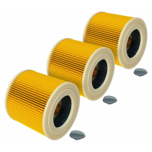 3x geplooide filters compatibel met Kärcher WD 1, WD 3.200, WD 3.300 M, WD 3.500 P stofzuigers - cartridgefilters, geel - vervanging voor 6.414-552.0