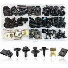 Set da 64 pezzi di dadi e clip per lamiera, viti per sottoscocca auto, clip di fissaggio in metallo a U, clip per parafango, dadi per lamiera, set di