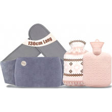 Hot water bottle belt, extra long hot water bottle with cover and soft waist cover, hot water bottle for neck and shoulders, back, legs, wai