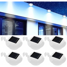 Luci solari per esterni, luci a LED solari per grondaie, luci da giardino, luci da parete, luci di sicurezza impermeabili [+++] (6 pezzi, bianco puro)