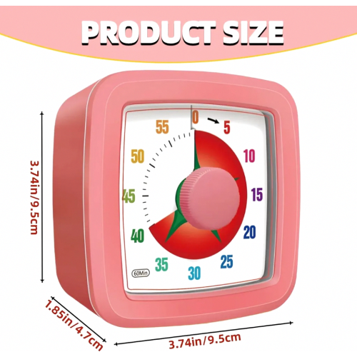 Visual timer for children, 60-minute countdown for classroom, office, kitchen, desk, children's time management tool with quiet operation 1
