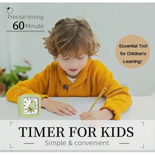 Visual timer for children, 60-minute countdown for classroom, office, kitchen, desk, children's time management tool with quiet operation 2