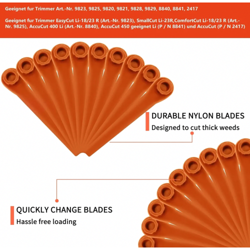 100 Replacement Blades for Lawn Trimmers, Plastic Blades for Lawn Trimmers 2