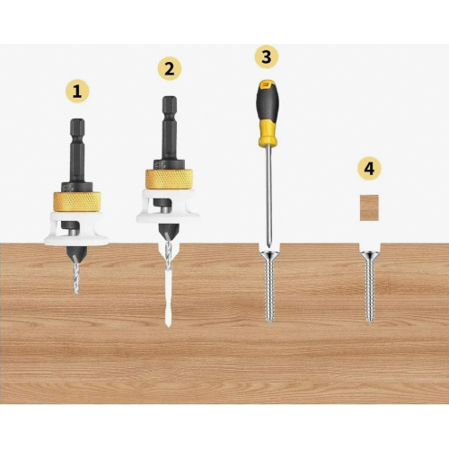 4-piece countersink drill bit set, countersinks with depth stop, countersink wood drill bits with hex shank, for precise drilling, for woodworking 2