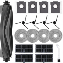 Replacement accessories for Mova E40 Ultra robotic vacuum cleaner: 2 main brushes, 8 HEPA filters, 8 side brushes, 8 mopping cloths, 8 dust bags, clea