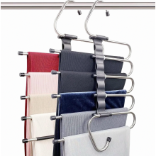 Magic trouser hangers, space-saving – 2-pack for the wardrobe, multiple layers, multifunctional use, clothes rack organizer for trousers, sc