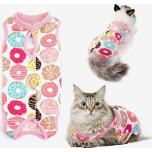 Cat Surgical Recovery Suit, Collar Alternative for Cats and Dogs Post-Surgery Wear, Pyjama Suit, Home Indoor Pet Clothing, Doughnut (M)