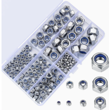 Assortiment van 200 borgmoeren, roestvrijstalen zelfborgende moeren, set zeskantmoeren met schroefdraad in de maten M3, M4, M5, M6, M8, M10 en M12, di