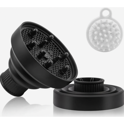 Diffusore per asciugacapelli, accessorio diffusore per capelli ricci, diffusore con spazzola massaggiante per il cuoio capelluto per acconciature ricc