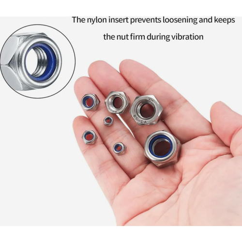 200-piece lock nut assortment, stainless steel self-locking nuts, M3 M4 M5 M6 M8 M10 M12 threaded inserts hex nuts set, various nylon lock nuts 2