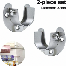 2-piece stainless steel round tube bracket, U-shaped rod flange set, wardrobe rod holder, clothes rail rod bracket, tie rod end bracket