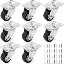 8 mini meubelwielen, 360 draaibaar, rubberen wielen, kleine zwenkwielen - stille transportwielen met bevestigingsschroeven voor meubels, dozen, kaste