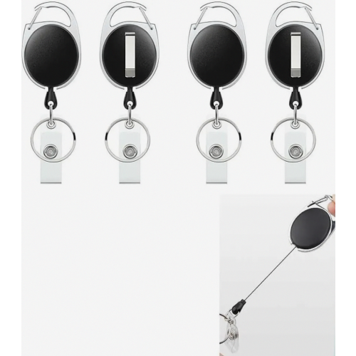 4-Piece Retractable Keyring Set, Retractable Badge Reel