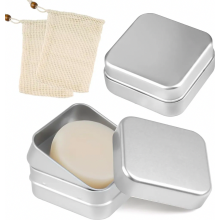 2-Piece Travel Waterproof Soap Dish, Solid Shampoo Storage, Metal Aluminum Soap Tray with Soap Bar Bag, Draining Grid, Stainless Steel Soap