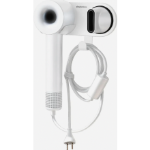 Wandhouder voor alle magnetische föhns met hoge snelheid, inclusief haken voor het opbergen van de stekker en kabel (wit, ABS-kunststof).
