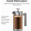 Cafetera de émbolo de 1000 ml, acero inoxidable, cafetera con doble pared aislada. 4