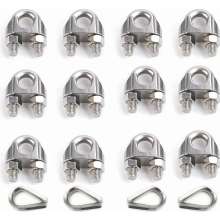 10 abrazaderas para cable de acero, acero inoxidable 304 de 8 mm, abrazaderas para cable de acero M8, abrazaderas para cable de acero con perno en U,