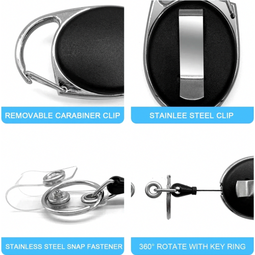 4-Piece Retractable Keyring Set, Retractable Badge Reel 2