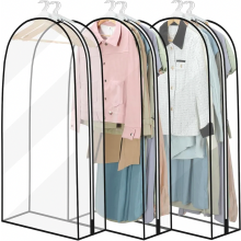 Waterdichte, transparante kledinghoezen voor pakken, 3 stuks, 60x102 cm, kledinghoes met ritssluiting voor pakken, jurken, jassen, overhemden, motbest