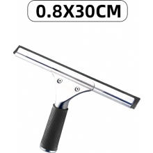 Professionele raamwisser van 0,8 x 30 cm, roestvrijstalen raamwisser met rubberen blad, zwarte douchewisser voor douche, badkamer, spiegel, glasreinig