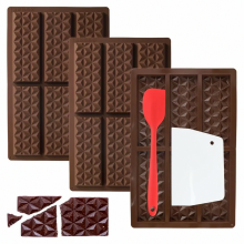 3-Piece Deep Silicone Chocolate Mold Set, Dubai Chocolate Mold for 6 Bars, Strongly Shaped Chocolate Candies, Silicone Chocolate Mold for Ch