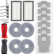 Accesorios para aspiradoras Roborock Saros 10R, Saros 20, Qrevo CurvX, Qrevo Curv 2 Pro y ProX: 1 cepillo principal, 2 filtros HEPA, 6 bolsas para pol