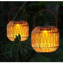 Hangende solarverlichting voor buiten - Rotan solarlantaarns (2 stuks), weerbestendige solarlantaarns voor buiten, solarverlichting voor tuin, balkon