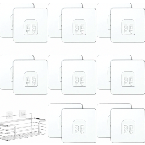 Transparent adhesive hooks, 20 pieces, self-adhesive hooks, 7 x 7 cm