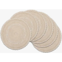 Set van 6 ronde placemats, wasbaar, beige gevlochten tafelmatten, hittebestendig, vlekbestendig