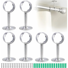 6 stainless steel curtain rod brackets, curtain rod brackets for ceiling or wall mounting, for installing interior curtain rods
