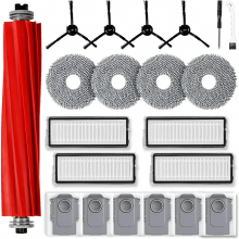 21-piece accessory set for Roborock Qrevo S, Revo Pro, and Revo Max V robotic vacuum cleaners, spare parts: 1 main brush, 6 dust bags, 4 mop