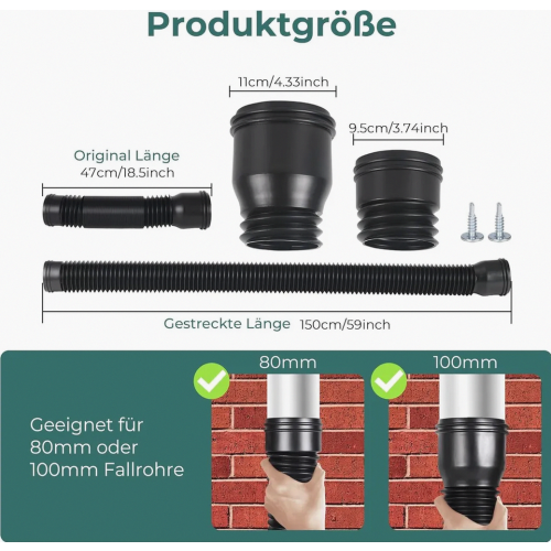 Flexible downpipe extension for gutters, for downpipes 80-100 mm (1 piece) 1