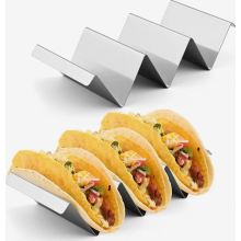 Soportes para tacos PIQIUQIU, juego de 2 piezas de acero inoxidable 304 con asas, aptos para lavavajillas. Soportes para tortillas, ideales para tacos