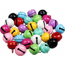 30 Small Bells for Crafts, Colorful Small Bells with Eyelet, Small Jingling Bells, Christmas Bell Pendants for DIY Jewelry, Christmas Pet Be