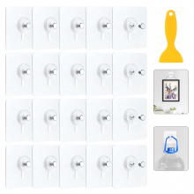 20 self-adhesive picture hooks, transparent adhesive picture hooks, no drilling required, self-adhesive picture hangers for pictures, posters, photos,
