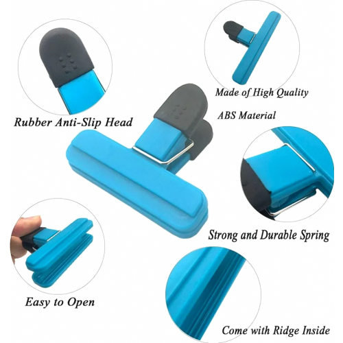 9-pack large chip bag clips – various sizes, food bag clips, plastic, strong closing handle 1