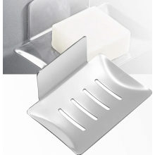 Self-adhesive stainless steel soap holder, no drilling required; wall-mounted soap basket/dish for sponges, brushes, and soap; 3M adhesive pad for bat