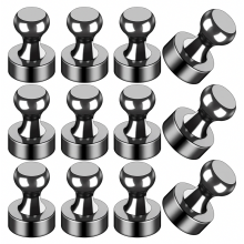 12 black refrigerator magnets, small and strong magnets for whiteboard, office, classroom, map, kitchen accessories, office supplies, locker