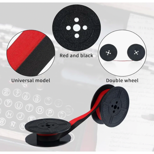 2-pack of typewriter ribbons, black and red with double spool, universal typewriter ribbon, durable, versatile accessory 2