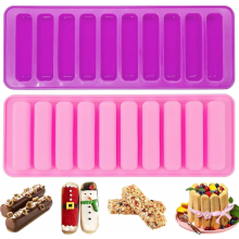 2-Piece Silicone Baking Mold with 10 Cavities, Non-Stick, for Granola Bars, Chocolate Bars, Muffins