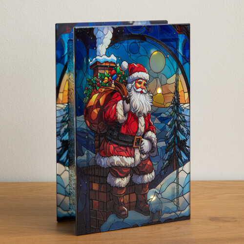 Premier Light Up Santa Stained Glass Christmas Decoration