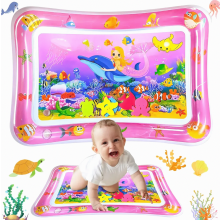 Baby and children's inflatable water mat, water play mat, water cushion activity center, tummy time, BPA-free (Pink)