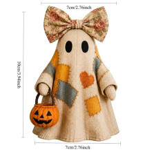 (white) Patchwork Ghost Halloween Decor Resin Figurine Spooky Tabletop Yard Party Decoration Halloween Gift