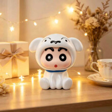 (White, Can be deposited and withdrawn) Crayon Shin-chan Glowing Figure Creative Cartoon Desktop Decor Ornament Gift