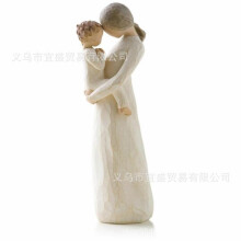 (Shoulder) Valentine's Day Wood Carving Style Couple Figurine Resin Craft Romantic Embrace Home Decor