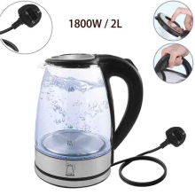 1800W Glass Electric Kettle Blue LED Illuminated Portable Jug Security Shut-Off