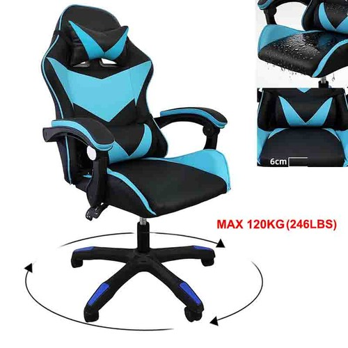 Ergonomic Gaming Chair Adjustable Lumbar Support Headrest -Reclining Office 360